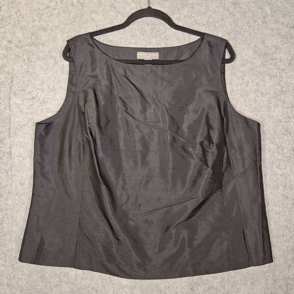 Kate Hill Womens Black Silk Sleeveless Top Night Out Elegant Luxury Size 18W